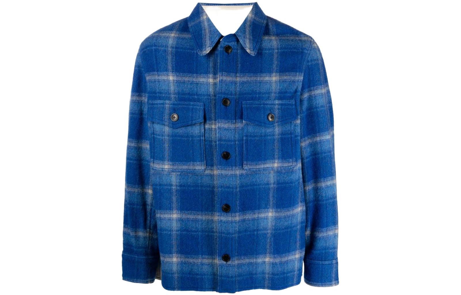 ISABEL MARANT SS23 Checked Shirt-Collar Jacket Blue VE0053HAA1D21H-30EB