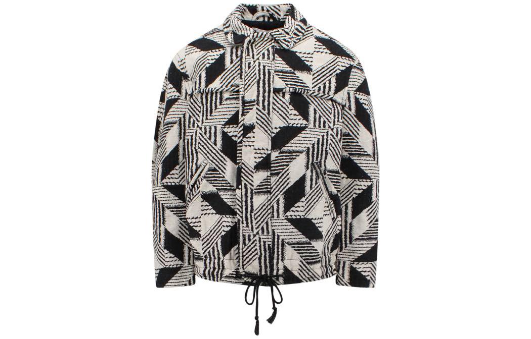 ISABEL MARANT SS23 Checkered Jacquard Collared Jacket Black Long Sleeve VE0054HAA1E22H-01BK