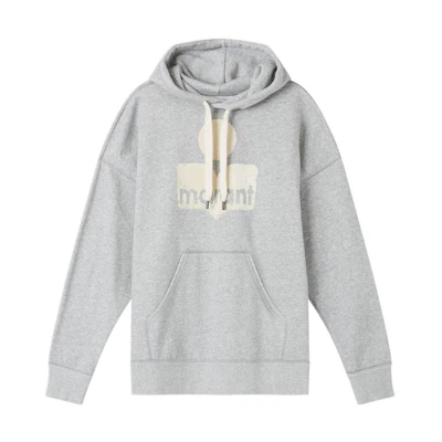 ISABEL MARANT SS23 Distressed Logo Hoodie Grey Pullover SW0027HAA1M42H-02GY