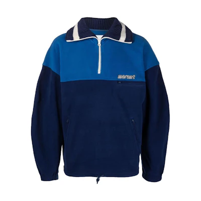ISABEL MARANT SS23 Embroidered Logo Fleece Pullover - Men’s Blue MA0065HAA1C16H-30IN