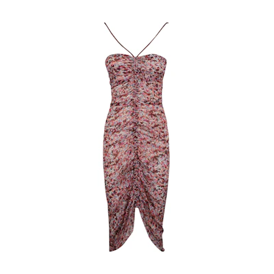 ISABEL MARANT SS23 Floral Halter Neck Strapless Sleeveless Dress Pink RO0030FAA1J49ERYEC
