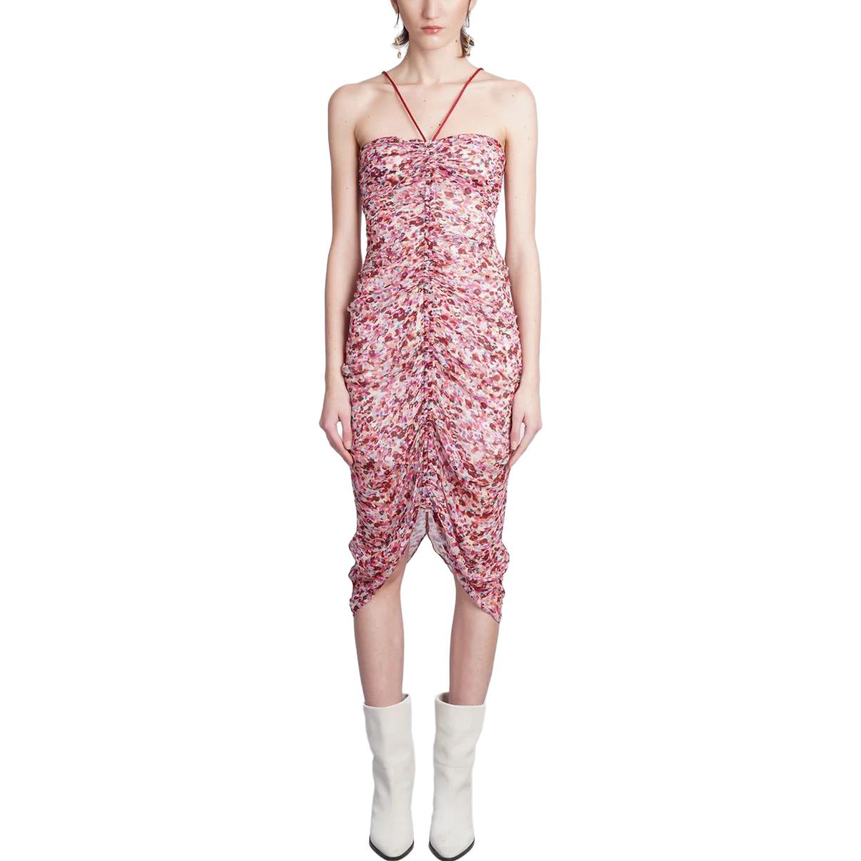 Lookbook イザベルマラン SS23 フローラル ホルターネック ストラップレス ノースリーブドレス ピンク RO0030FAA1J49ERYEC