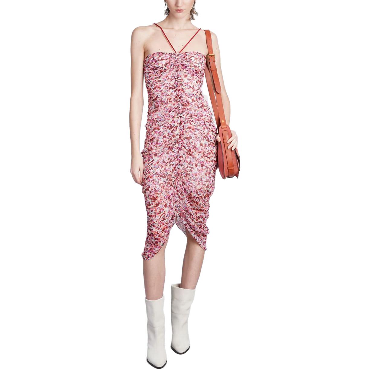 Shop イザベルマラン SS23 フローラル ホルターネック ストラップレス ノースリーブドレス ピンク RO0030FAA1J49ERYEC