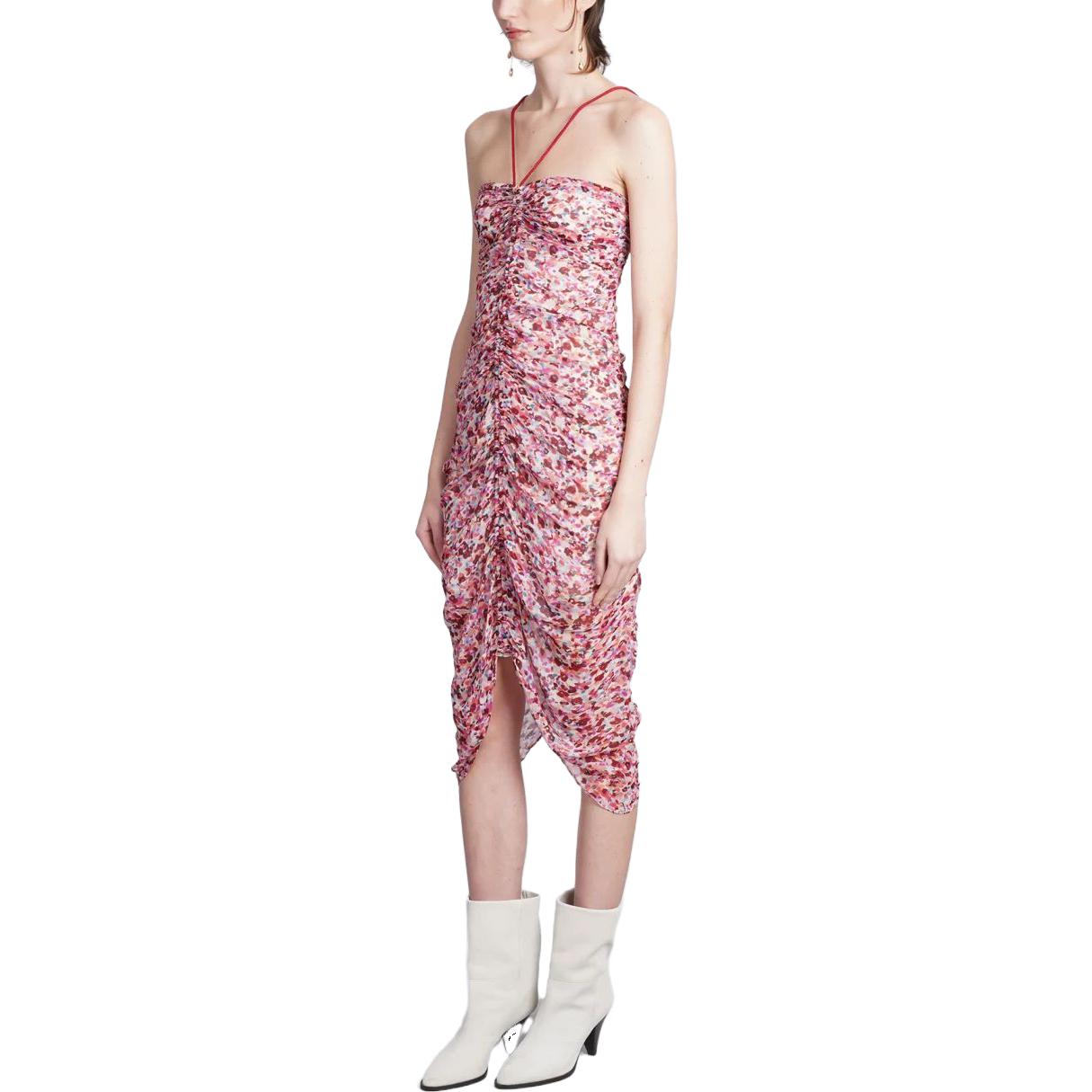 Details for イザベルマラン SS23 フローラル ホルターネック ストラップレス ノースリーブドレス ピンク RO0030FAA1J49ERYEC