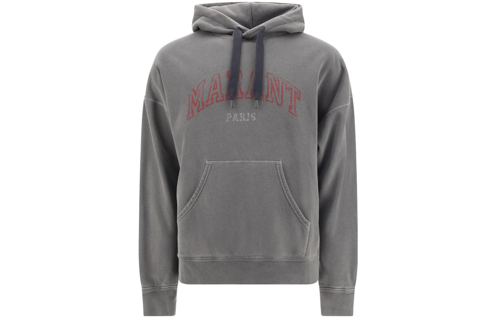 ISABEL MARANT SS23 Gray Pullover Hoodie with Letter Print SW0027HAA1M47H-02FK