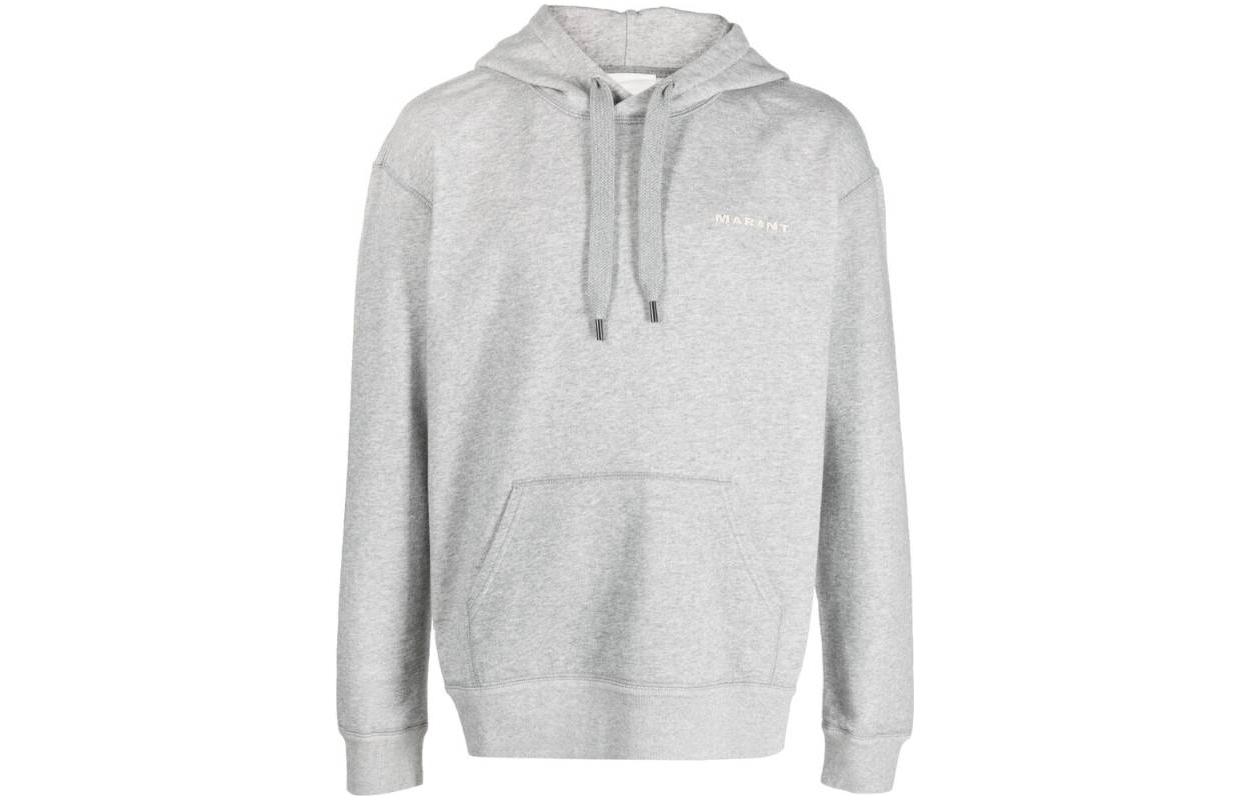 ISABEL MARANT SS23 Grey Hoodie with Solid Color Logo Print A2M35HSW0055HA-02GY
