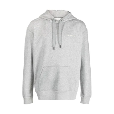 ISABEL MARANT SS23 Grey Hoodie with Solid Color Logo Print A2M35HSW0055HA-02GY
