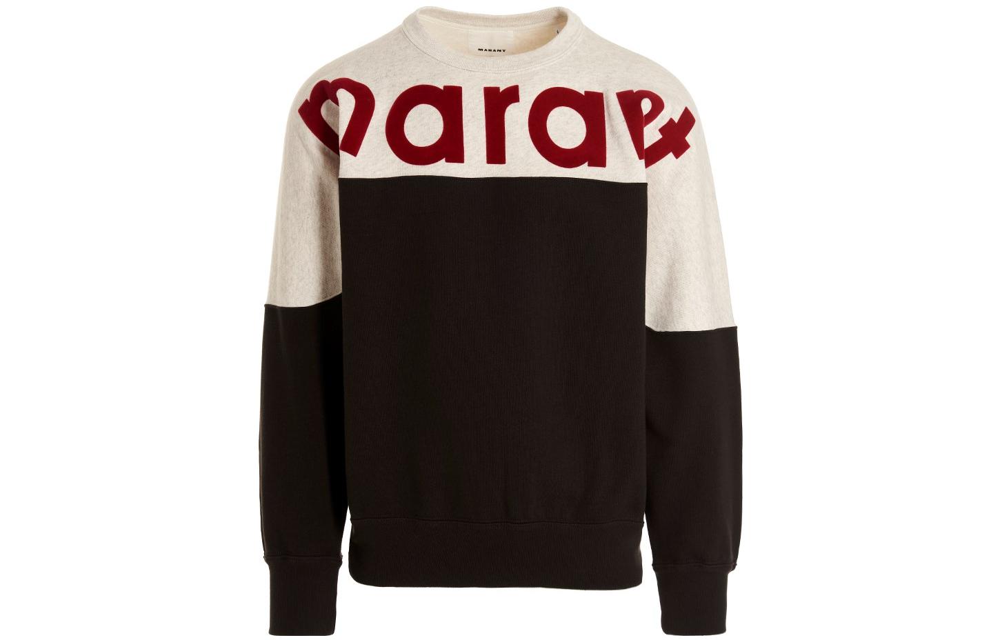 ISABEL MARANT SS23 Logo Colorblock Pullover Hoodie Black SW0031HAA1M06H-FKRD