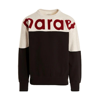 ISABEL MARANT SS23 Logo Colorblock Pullover Hoodie Black SW0031HAA1M06H-FKRD