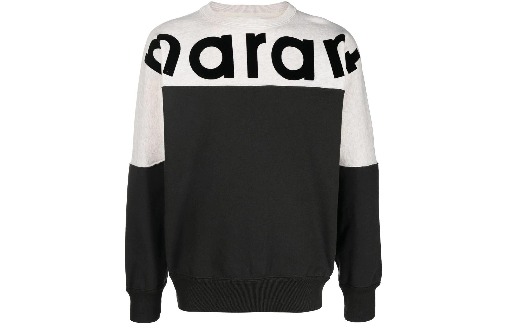 ISABEL MARANT SS23 Logo Print Colorblock Pullover Hoodie Black/Grey () SW0031HAA1M06H-02FK