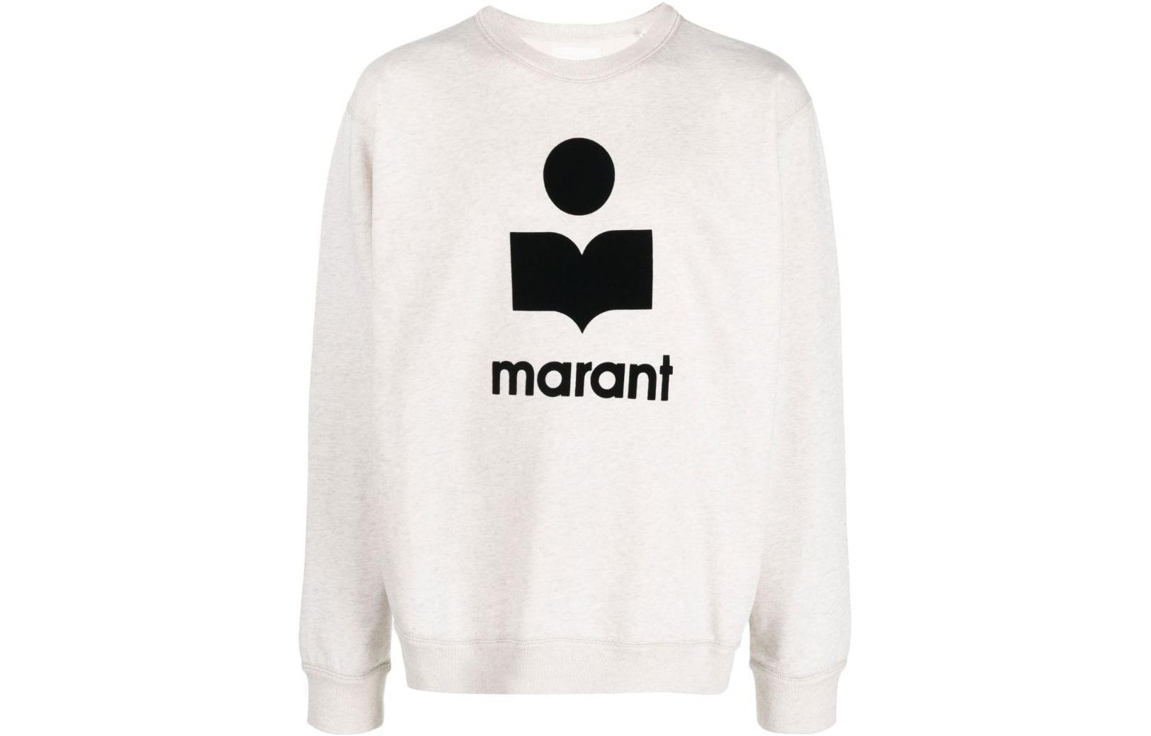 ISABEL MARANT SS23 Logo Print Crewneck Sweatshirt Beige Menswear SW0029HAA1M05H-23EC