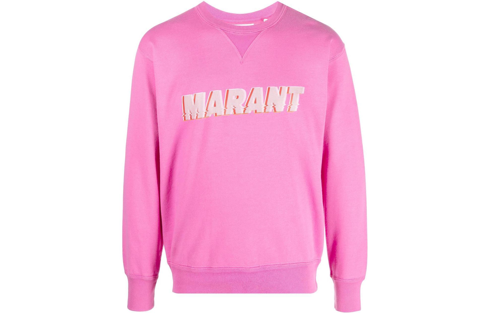 ISABEL MARANT SS23 Logo Print Pullover Crewneck Sweatshirt Men’s Rose Pink SW0042HAA1M48H-40PK