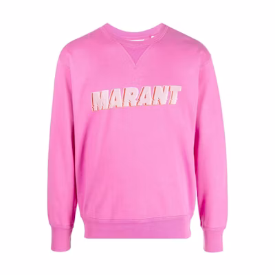 ISABEL MARANT SS23 Logo Print Pullover Crewneck Sweatshirt Men’s Rose Pink SW0042HAA1M48H-40PK