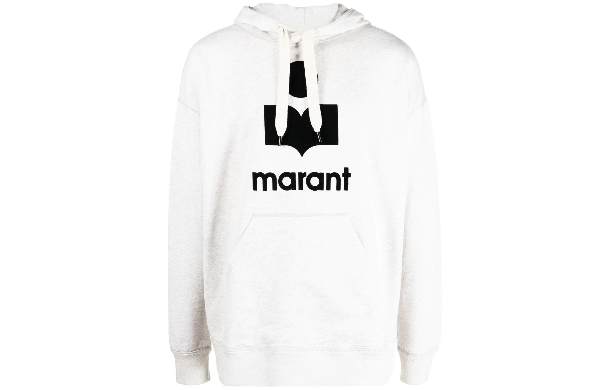 ISABEL MARANT SS23 Logo Print Pullover Hoodie Menswear Light Beige SW0027HAA1M05H-23EC