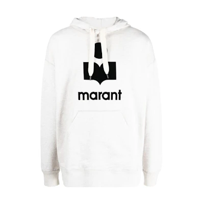 ISABEL MARANT SS23 Logo Print Pullover Hoodie Menswear Light Beige SW0027HAA1M05H-23EC