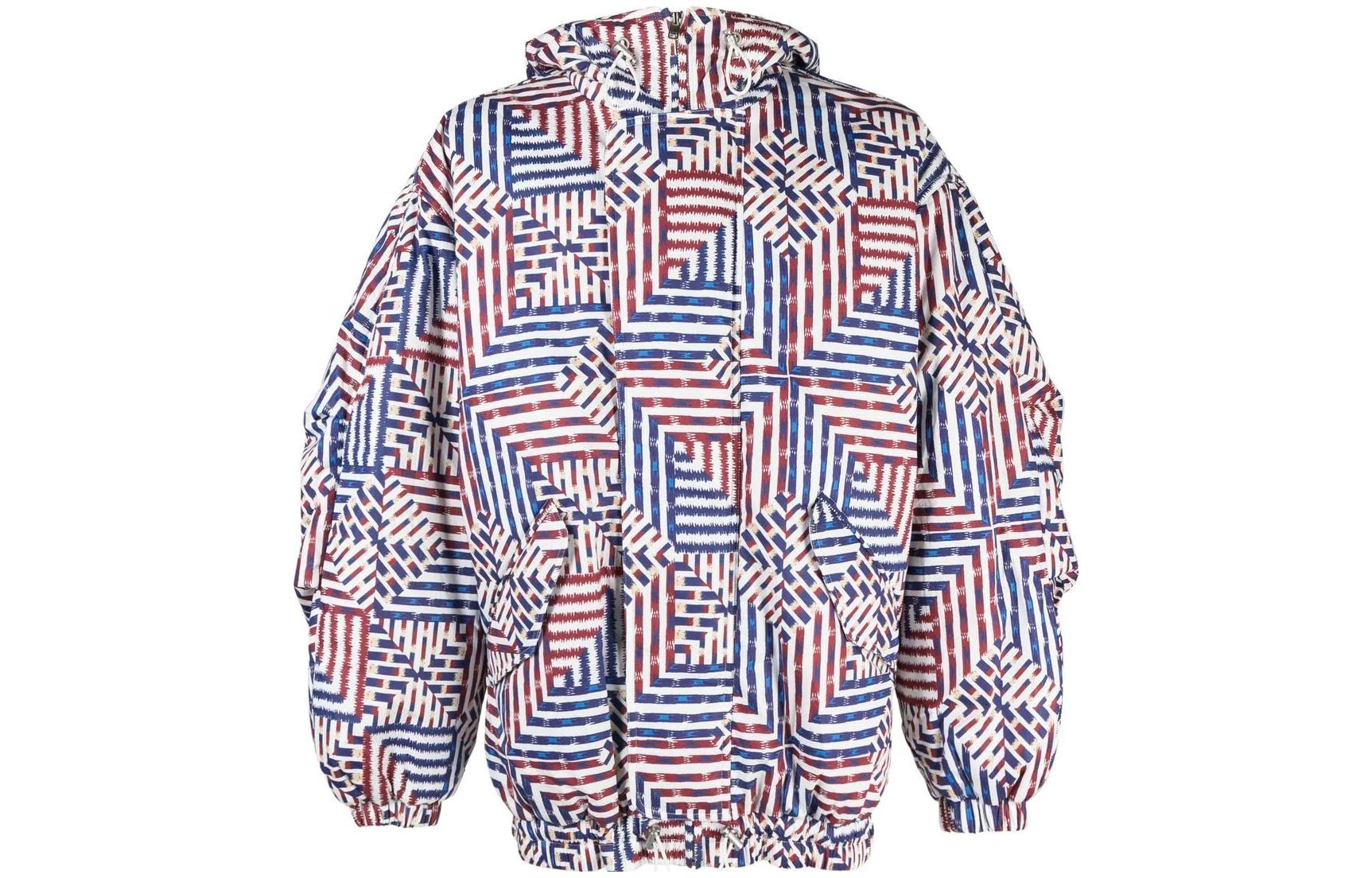 ISABEL MARANT SS23 Patterned Print Hooded Jacket Men’s Blue MA0076HAA1G28HBURD