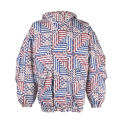 ISABEL MARANT SS23 Patterned Print Hooded Jacket Men’s Blue MA0076HAA1G28HBURD