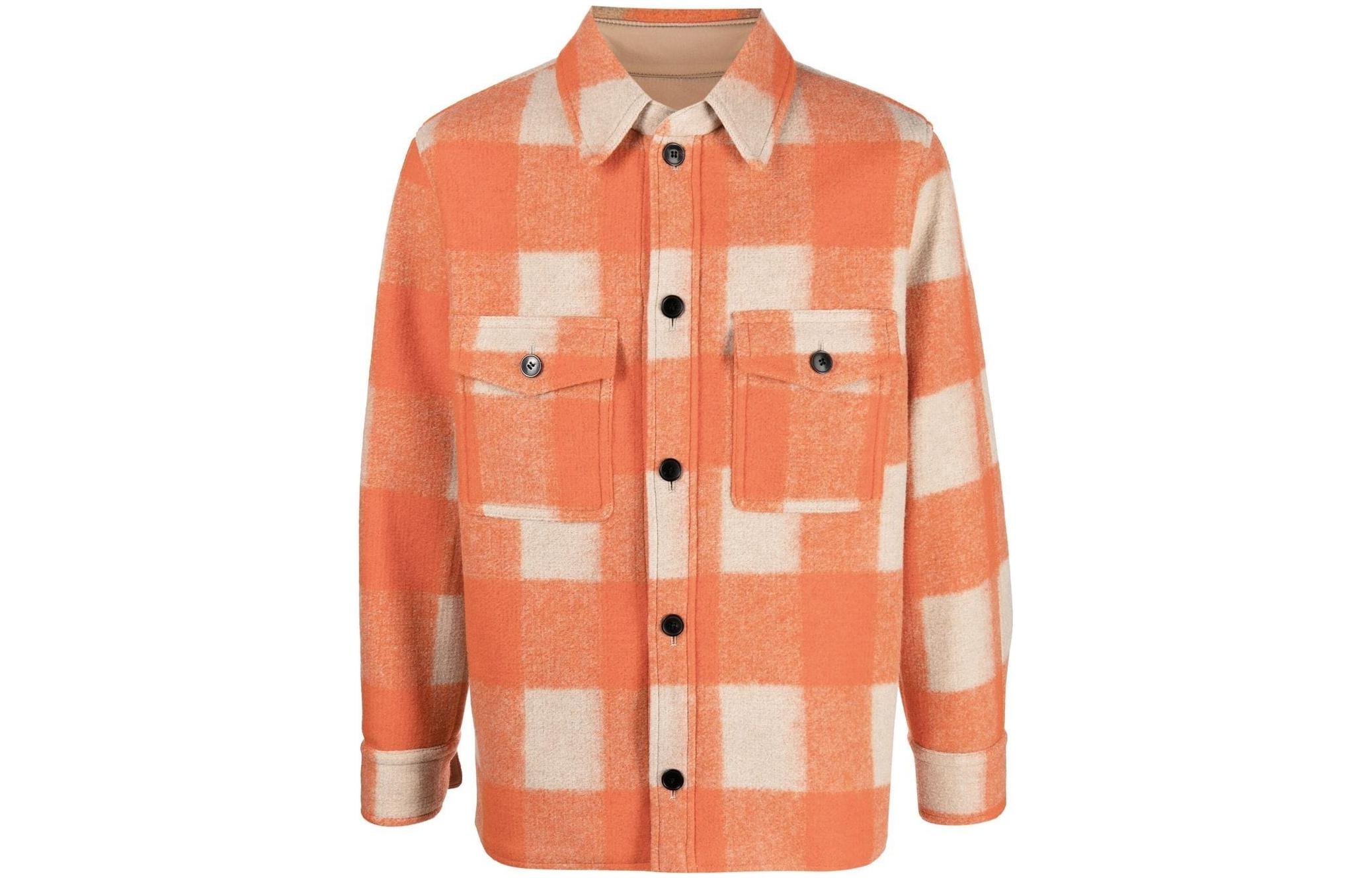 ISABEL MARANT SS23 Plaid Shirt Jacket Orange VE0052HAA1D20H-11OR