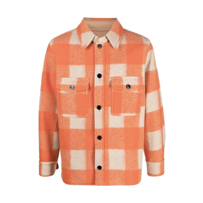 ISABEL MARANT SS23 Plaid Shirt Jacket Orange VE0052HAA1D20H-11OR
