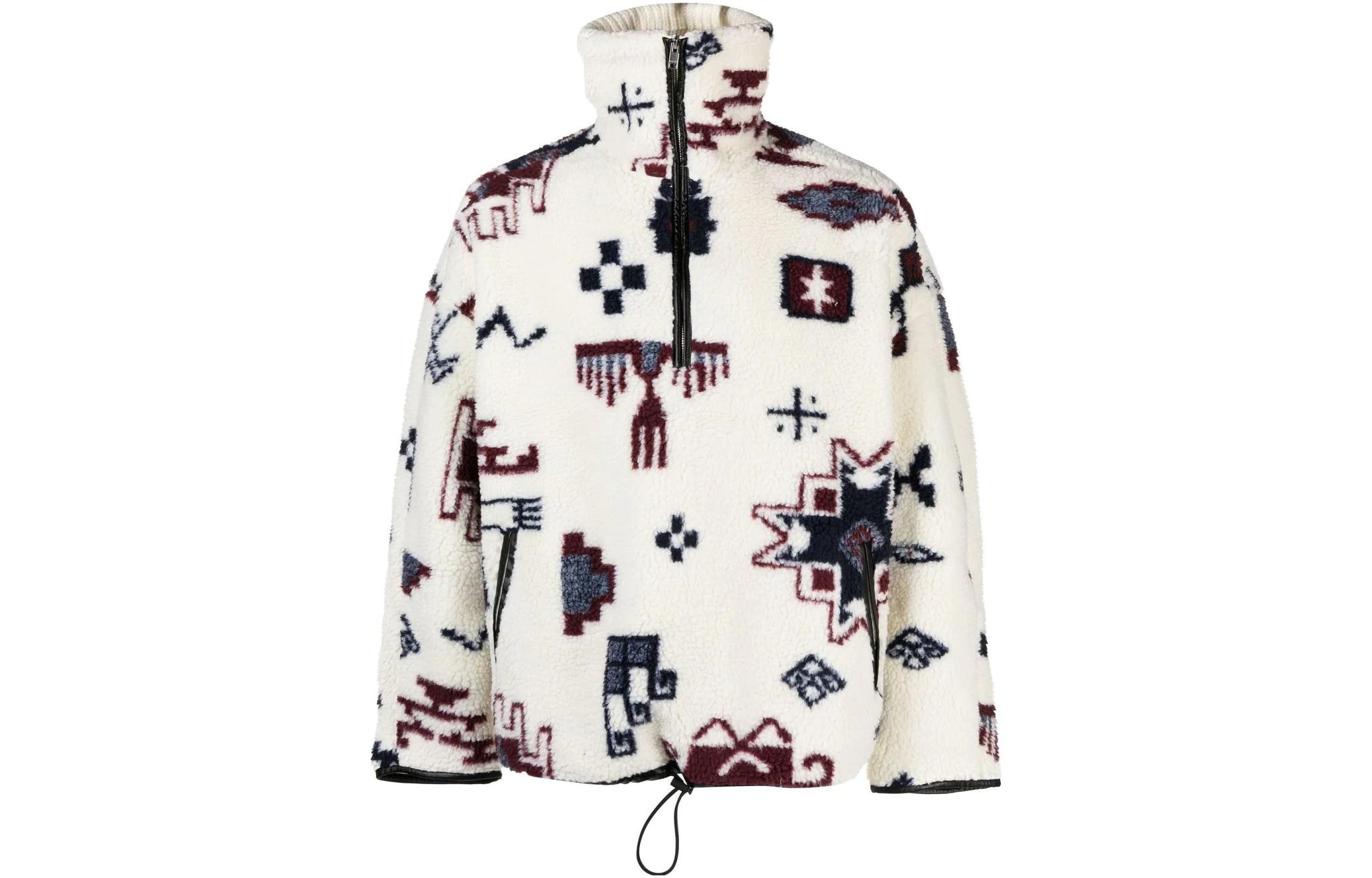 ISABEL MARANT SS23 Printed Fleece Half-Zip Pullover Light Beige MA0061HAA1C14H-23EC