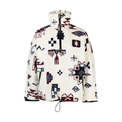 ISABEL MARANT SS23 Printed Fleece Half-Zip Pullover Light Beige MA0061HAA1C14H-23EC