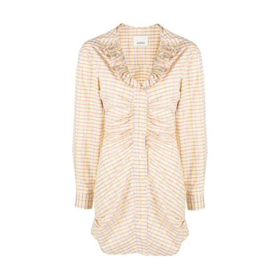 ISABEL MARANT SS23 Ruffled Collar Long Sleeve Shirt Dress Light Yellow RO0066FBA1I27I-10LY