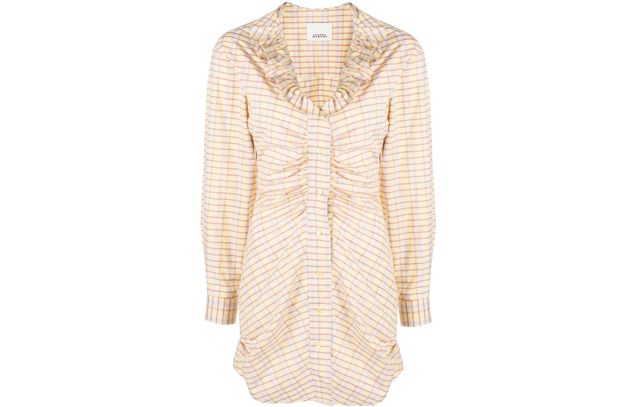 Order イザベルマラン SS23 フリルカラー 長袖 シャツワンピース ライトイエロー RO0066FBA1I27I-10LY