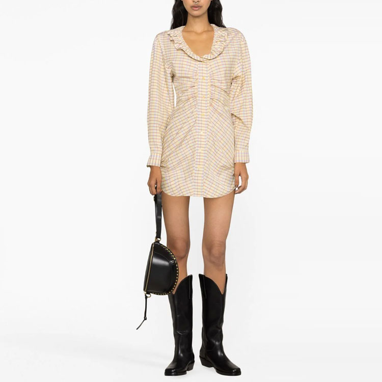 Lookbook イザベルマラン SS23 フリルカラー 長袖 シャツワンピース ライトイエロー RO0066FBA1I27I-10LY