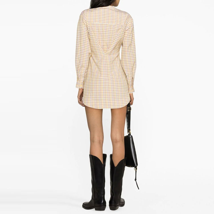 Shop イザベルマラン SS23 フリルカラー 長袖 シャツワンピース ライトイエロー RO0066FBA1I27I-10LY