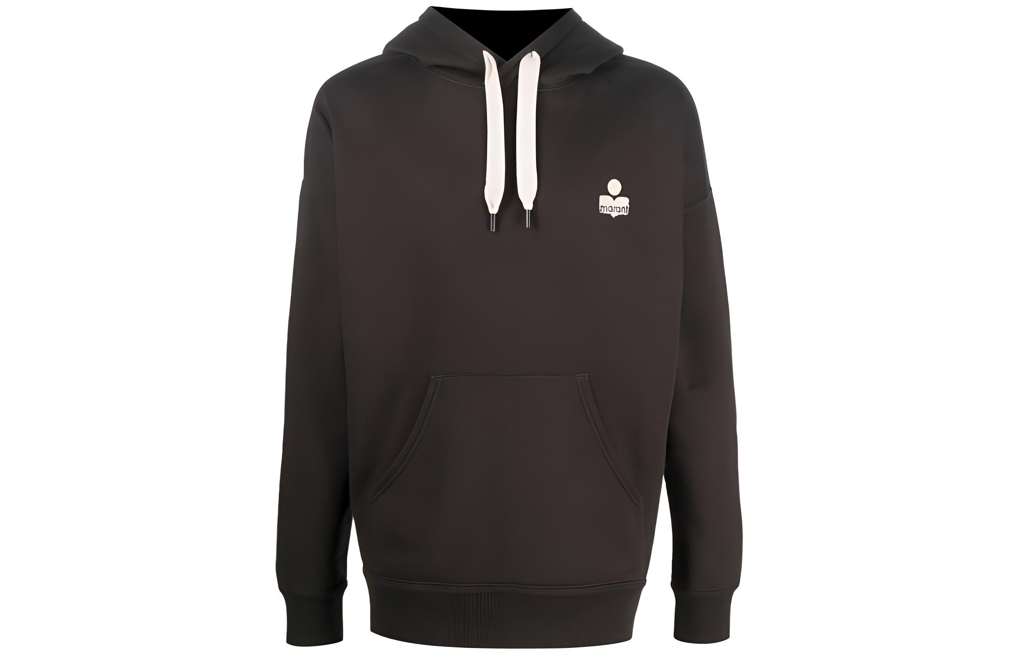 ISABEL MARANT SS23 Solid Color Logo Embroidered Black Hoodie for Men SW0033HAA1M42H-02FK