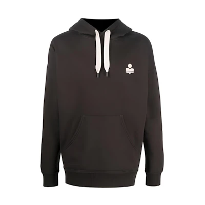 ISABEL MARANT SS23 Solid Color Logo Embroidered Black Hoodie for Men SW0033HAA1M42H-02FK