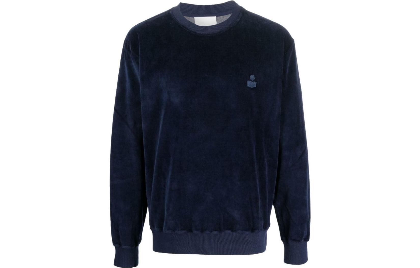 ISABEL MARANT SS23 Solid Logo Crewneck Sweatshirt Midnight Blue Casual Wear SW0046HAA1M49H-30FN