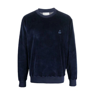 ISABEL MARANT SS23 Solid Logo Crewneck Sweatshirt Midnight Blue Casual Wear SW0046HAA1M49H-30FN