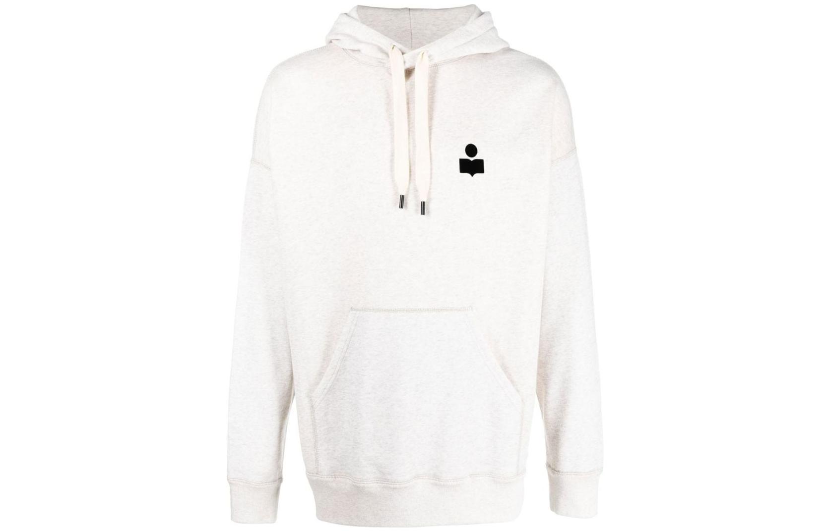 ISABEL MARANT SS23 Solid Logo Print Drawstring Hoodie Light Beige SW0028HAA1M05H-23EC