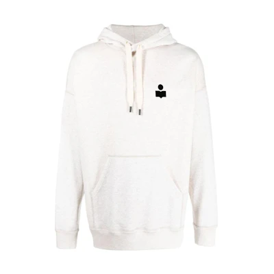 ISABEL MARANT SS23 Solid Logo Print Drawstring Hoodie Light Beige SW0028HAA1M05H-23EC
