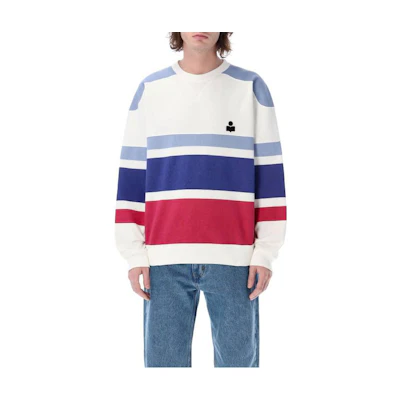ISABEL MARANT SS23 Striped Pullover Long Sleeve Sweatshirt Men Light Blue SW0037HAA1M43H-30LU