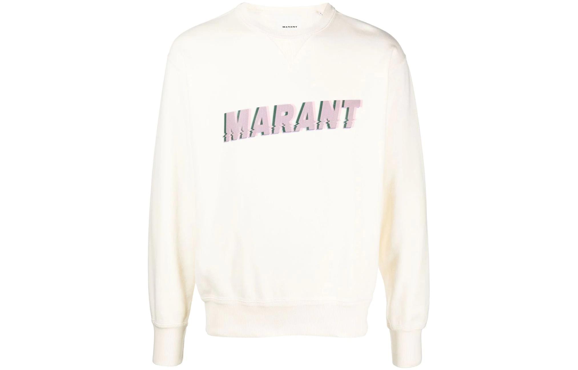 ISABEL MARANT SS23 Vanilla Logo Print Crewneck Sweatshirt SW0042HAA1M48H-90VA