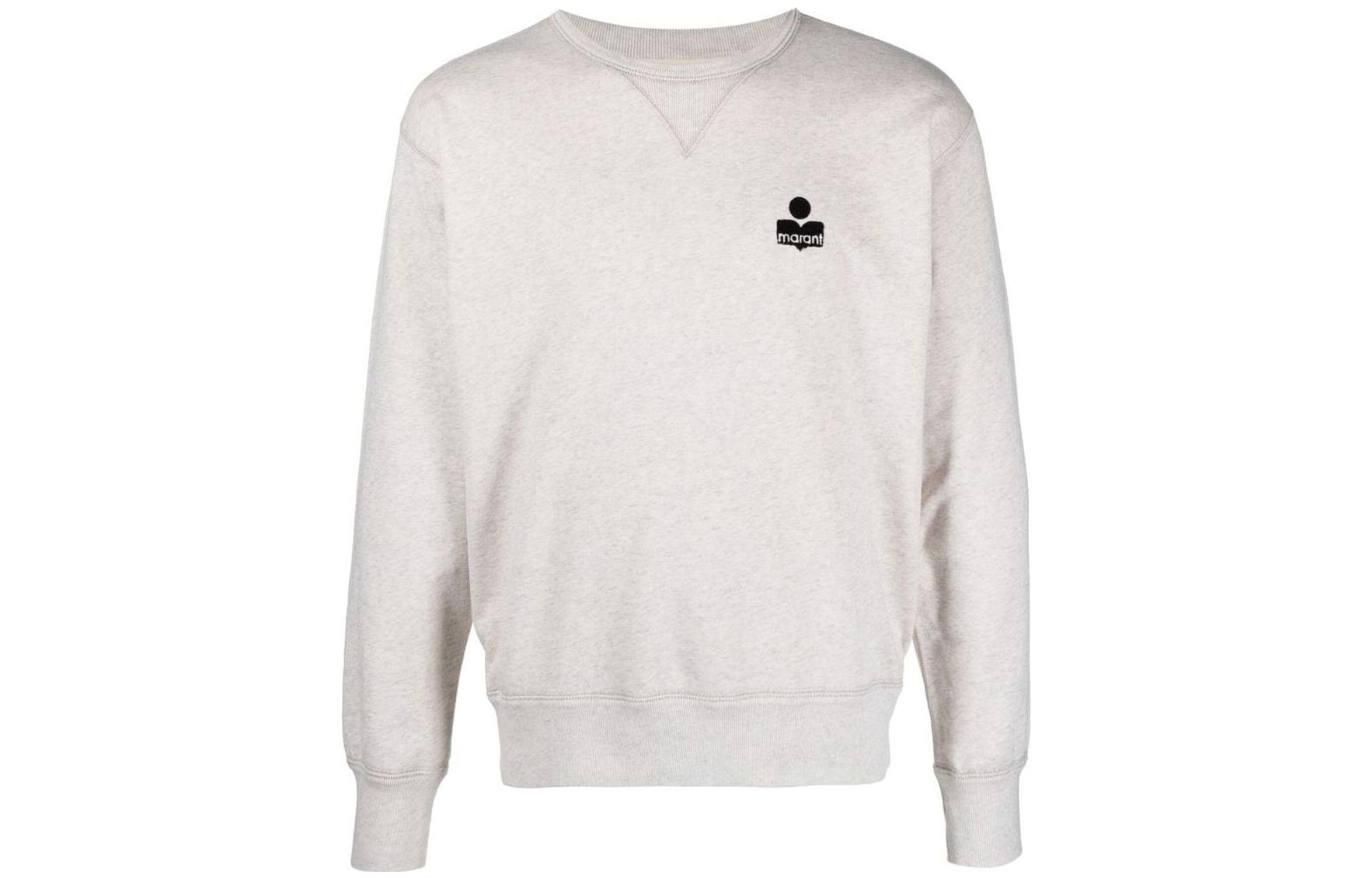 ISABEL MARANT SS23 White/Black Logo Print Crewneck Sweatshirt SW0030HAA1M42H-23EC