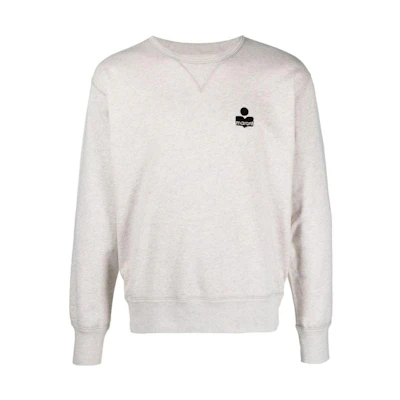 ISABEL MARANT SS23 White/Black Logo Print Crewneck Sweatshirt SW0030HAA1M42H-23EC