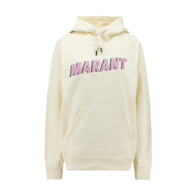 ISABEL MARANT SS23 White Letter Graphic Pullover Hoodie SW0027HAA1M48H-90VA