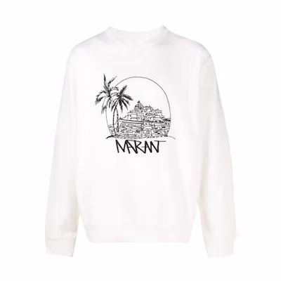 ISABEL MARANT SS23 White Logo Embroidered Crewneck Sweatshirt SW0029HAA1M46H-20WH