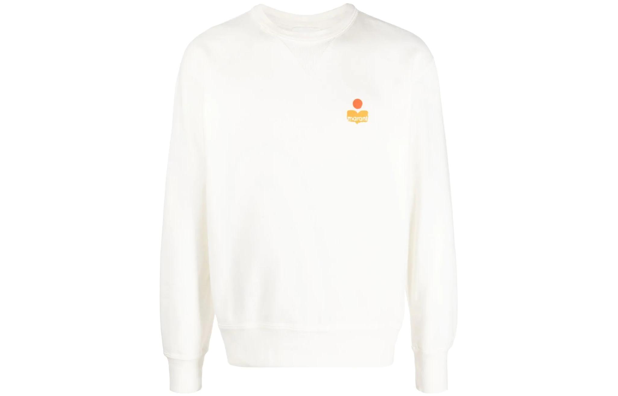 ISABEL MARANT SS23 White Logo Print Crewneck Sweatshirt Mens Long Sleeve SW0030HAA1M42H-20WH