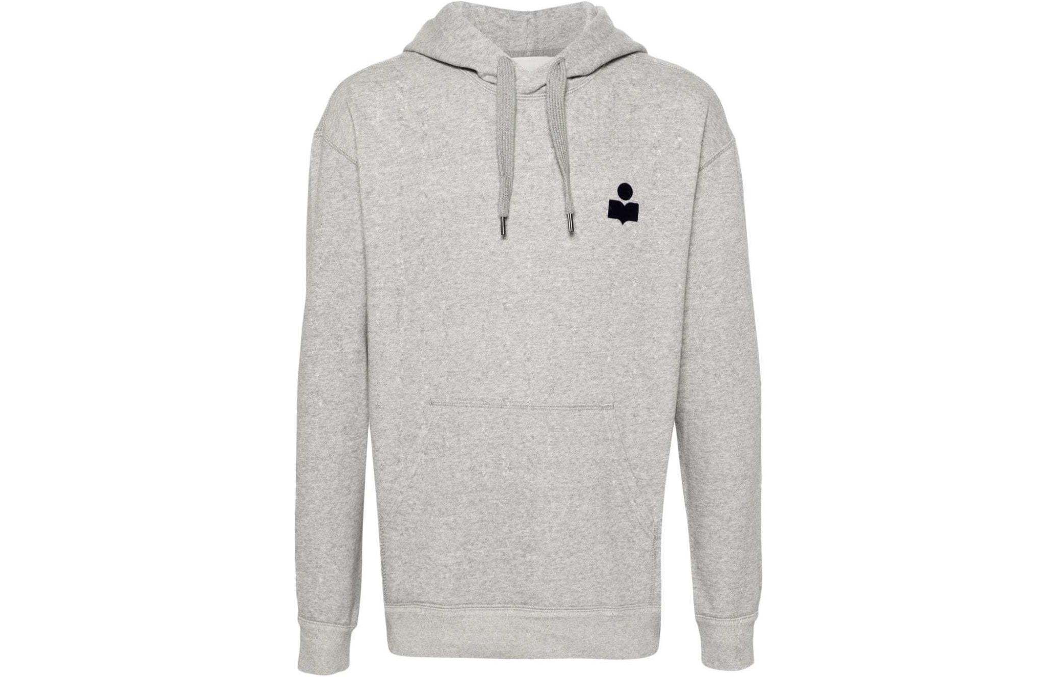 ISABEL MARANT SS24 Logo Knit Pullover Hoodie Oversized Grey Sweatshirt SW0050HAB1M18H-GYMD