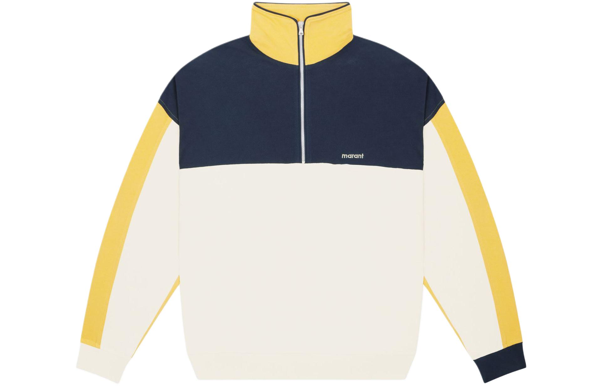 ISABEL MARANT SS24 Loose Fit Zip Pullover Hoodie Yellow Sweater SW0072HA-B1M12H-10YW