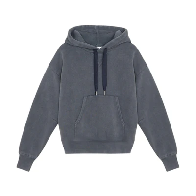 ISABEL MARANT SS24 Oversized Drawstring Hoodie in Faded Black SW0079HA-A4M01H-02FK