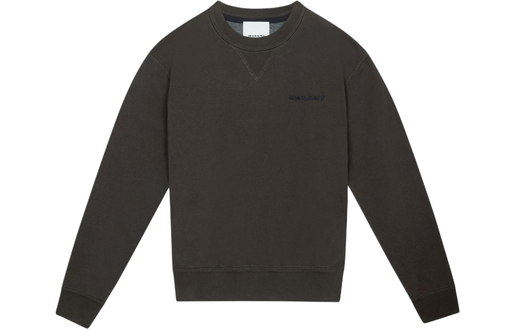 ISABEL MARANT SS24 Oversized Letter Pullover Crewneck Sweatshirt Men Faded Black SW0056HA-B1M17H-02FK