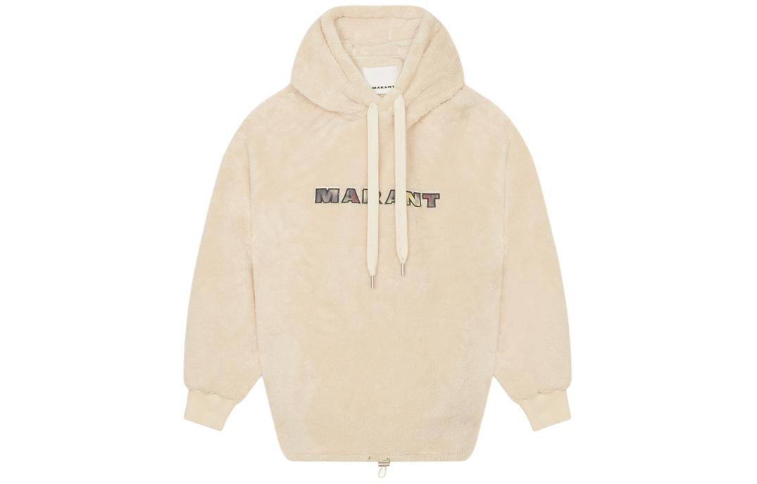 ISABEL MARANT SS24 ULYSSE Oversized Fleece Hoodie White Pullover SW0104HA-B1M06H-WHITE