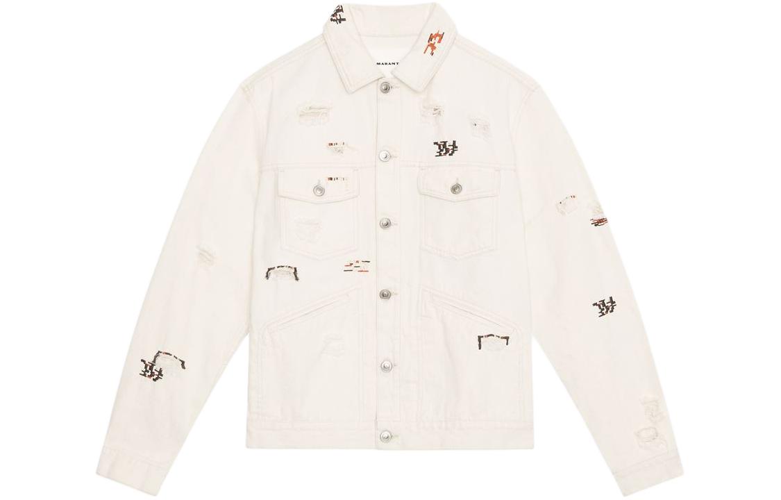 ISABEL MARANT SS24 White Embroidered Square-Neck Jacket VE0061HE-B2H06H-JANGO