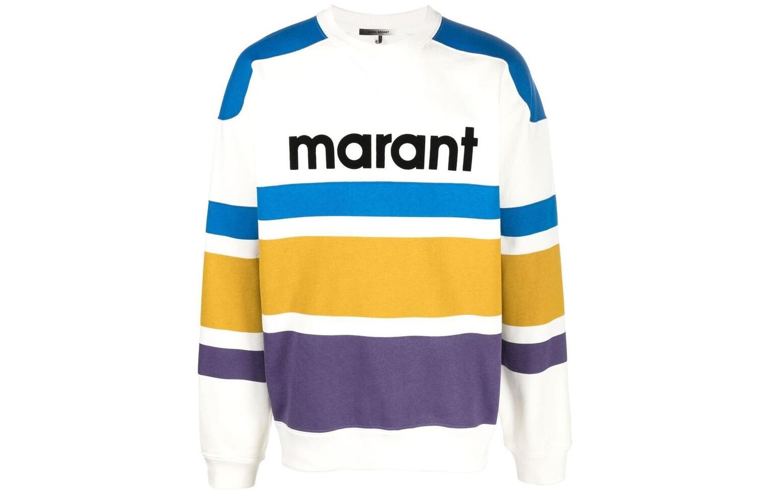 ISABEL MARANT Striped Logo Print Crewneck Sweatshirt Long Sleeve SW032922A051H30BU