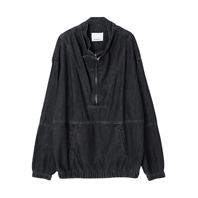 ISABEL MARANT Washed Half-Turtleneck Denim Sweatshirt Black HT0261HAA3G02H-02DG